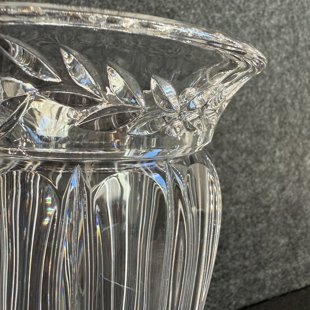 Noritake South Haven Crystal Vase 9" Flared Laurel Cut Rim Fluting Germany - Picture 7 of 12